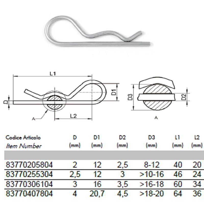 R Clip Split Pin Retaining Beta Pin Stainless Steel Hair Spring Cotter Pin