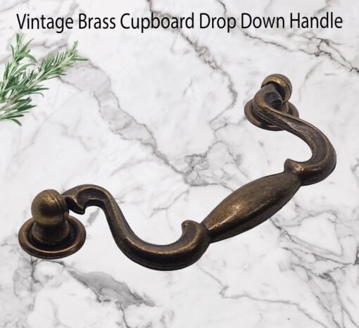 Vintage Drawer Handle Old Brass 644-07 - Image 2