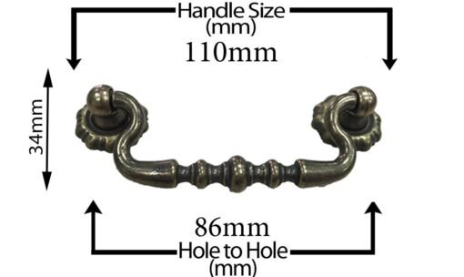 Vintage Cabinet Drawer Handle Old Brass 645-45 - Image 2
