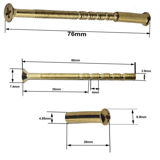 M4 Door Handle Screw Brass Security Bolt Carriage Sleeve - Image 2