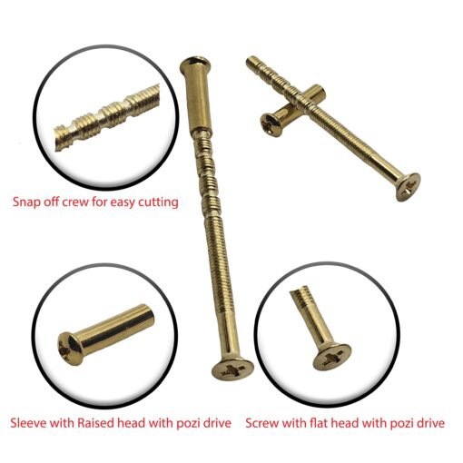 M4 Door Handle Screws Male Female Connecting Brass 60mm - Image 5