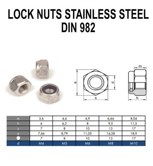Lock Nuts A2 Stainless Steel Nyloc Nylon Nut - Image 2