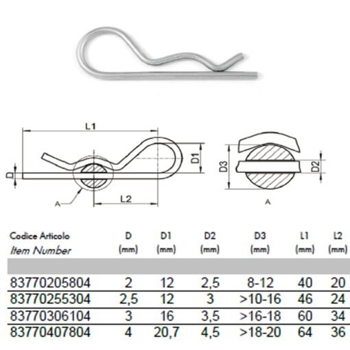 R-Clip Split Pin Retaining Beta Pin Stainless Steel Hair Spring Cotter Pin - Image 2