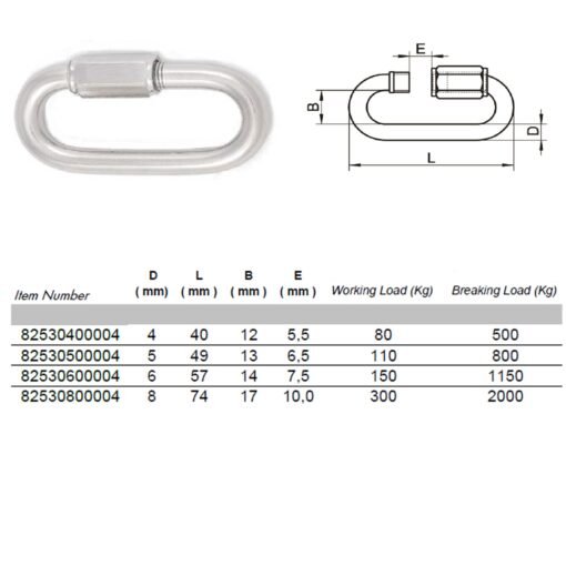 Chain Quick Link A4 Stainless Connect Chains Links Marine Grade 316, Shackles - Image 2