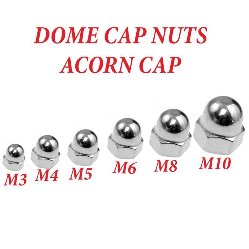 M3 M4 M5 M6 M8 M10 Stainless Steel Domed Hex Nut Dome Acorn Nuts Din 1587 Universal Hardware 