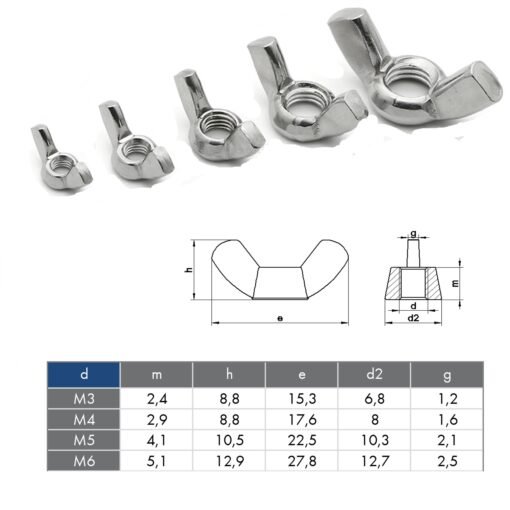 Wing Nuts A4 Marine Grade Stainless Steel Butterfly Nut - Image 2