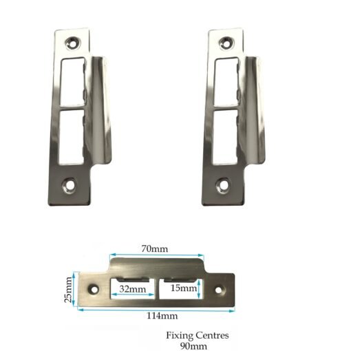 Polished Chrome Strike Plate Double Long 114mm - Image 2