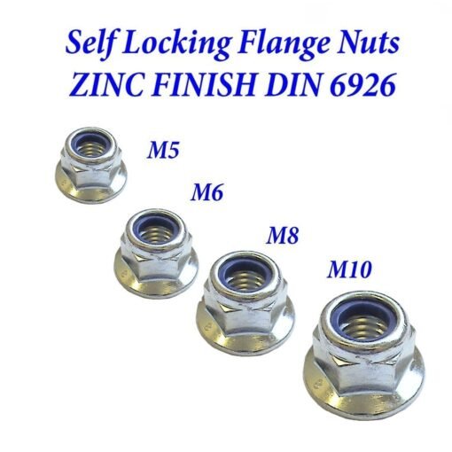 Flange Nylon Lock Nuts ZINC Plated Flanged Insert Locking - Image 2