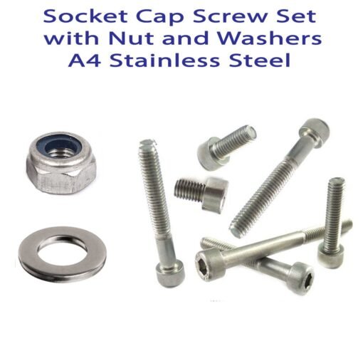 Set MARINE A4 STAINLESS Socket Cap Bolts with Nuts and Washer - Image 2