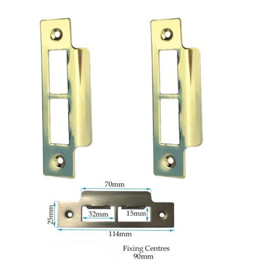 Brass Strike Plate for Door Frames Long 114mm - Image 2