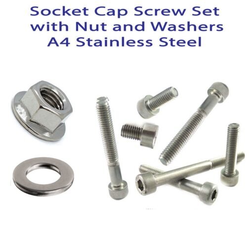 Set MARINE A4 STAINLESS Socket Cap Bolts with Nuts and Washer - Image 3