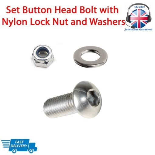 Set Screw BUTTON HEAD Bolt With Nuts and Washers - Image 2