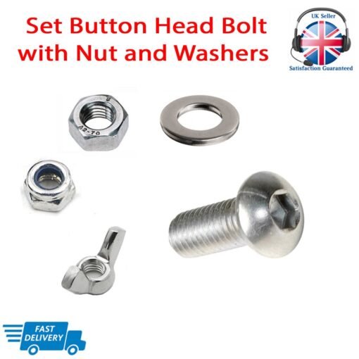 Set Screw BUTTON HEAD Bolt With Nuts and Washers - Image 4