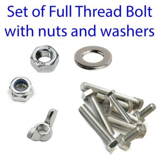 Hex Head Bolts Full Thread With Nuts and Washers Stainless Steel - Image 8