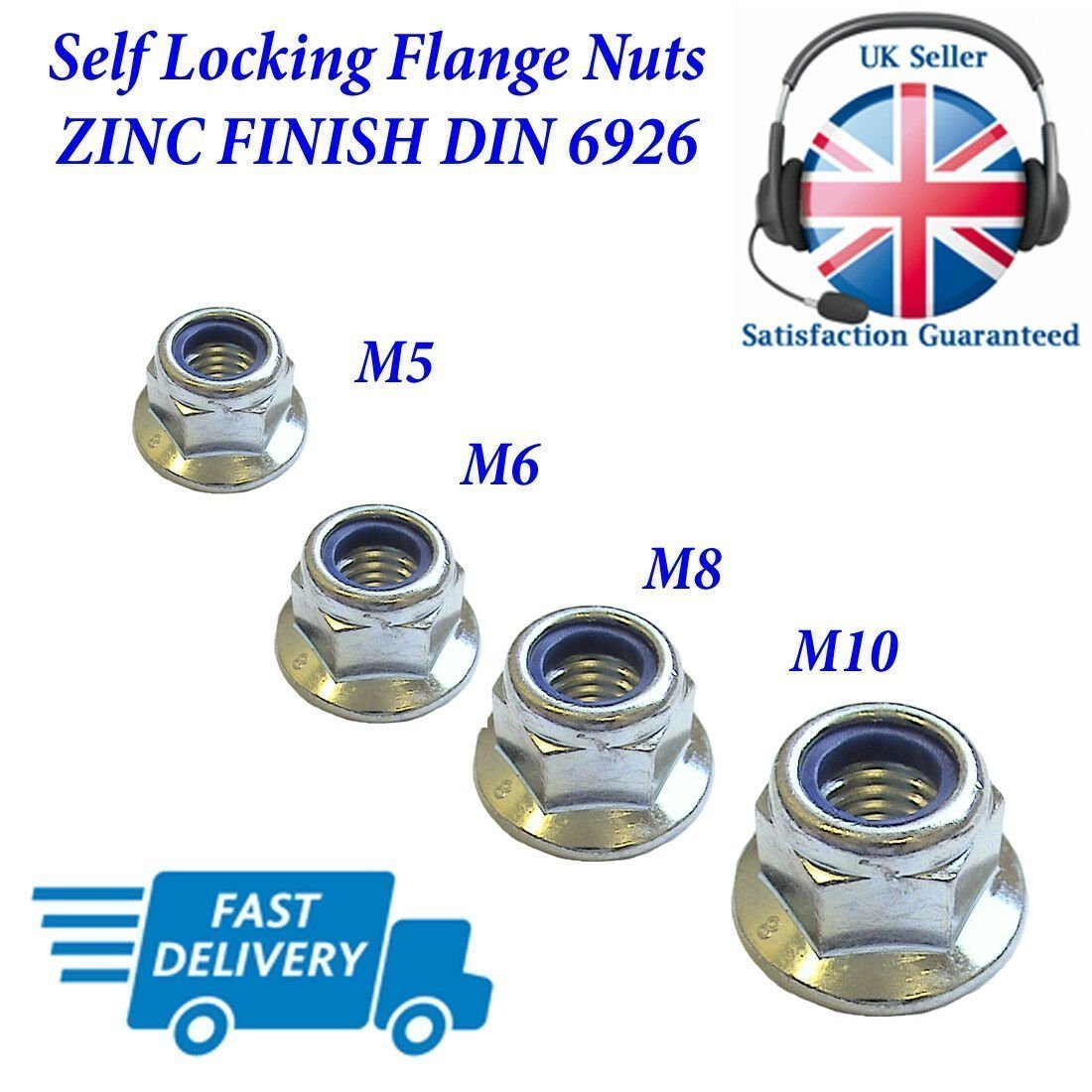 Flange Nylon Lock Nuts ZINC Plated Flanged Insert Locking Nut Universal  Hardware