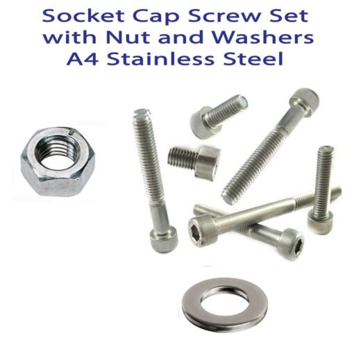Set MARINE A4 STAINLESS Socket Cap Bolts with Nuts and Washer - Image 5