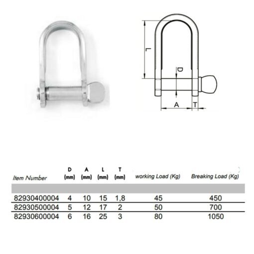 Flat Shackle Stainless Steel A4 Marine Grade 316 - Image 2