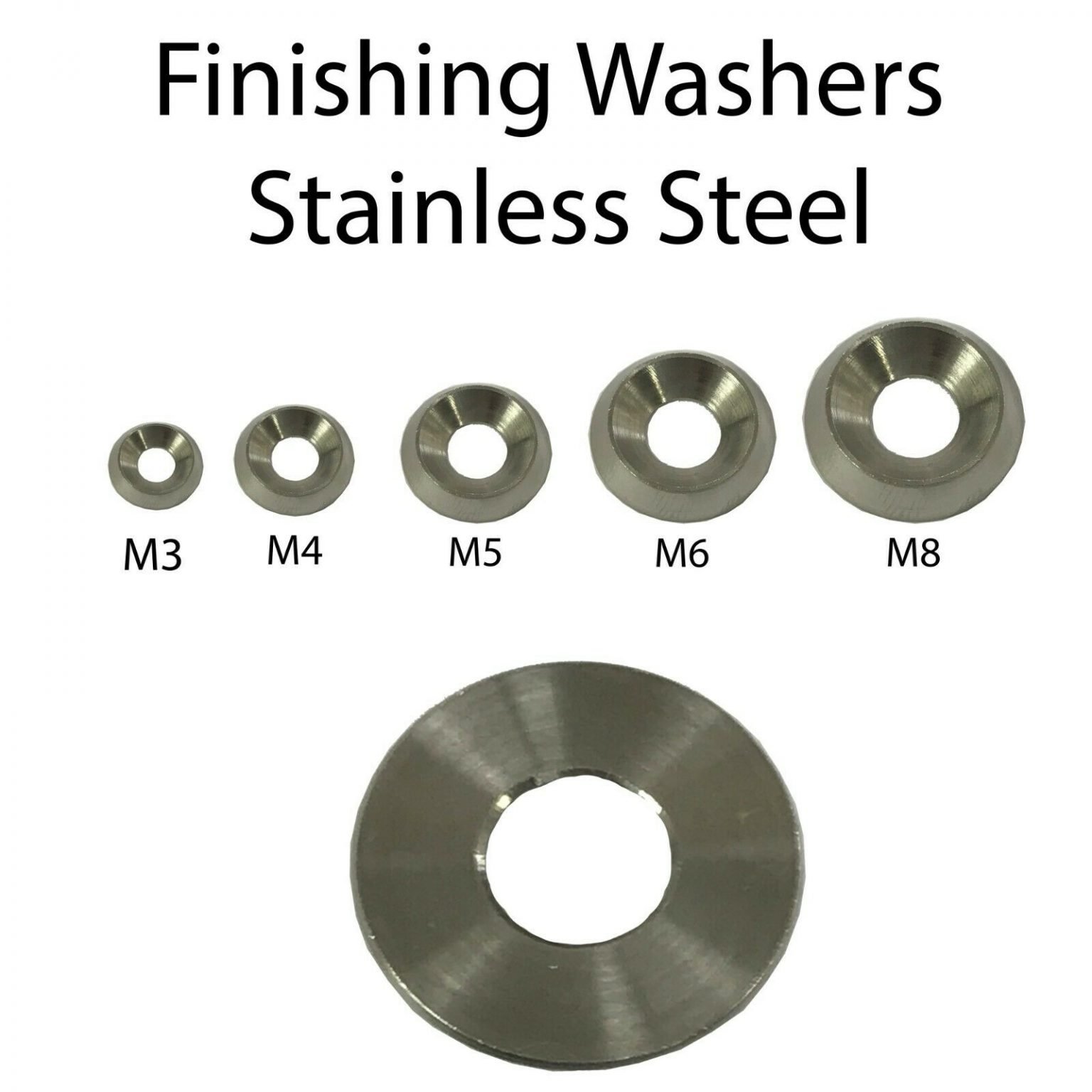 Solid Finishing Washers Stainless Steel Screw Cup M3 M4 M5 M6 M8