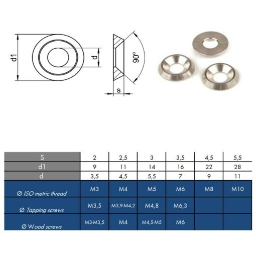 Solid Finishing Washers Stainless Steel Screw Cup M3 M4 M5 M6 M8 - Image 3