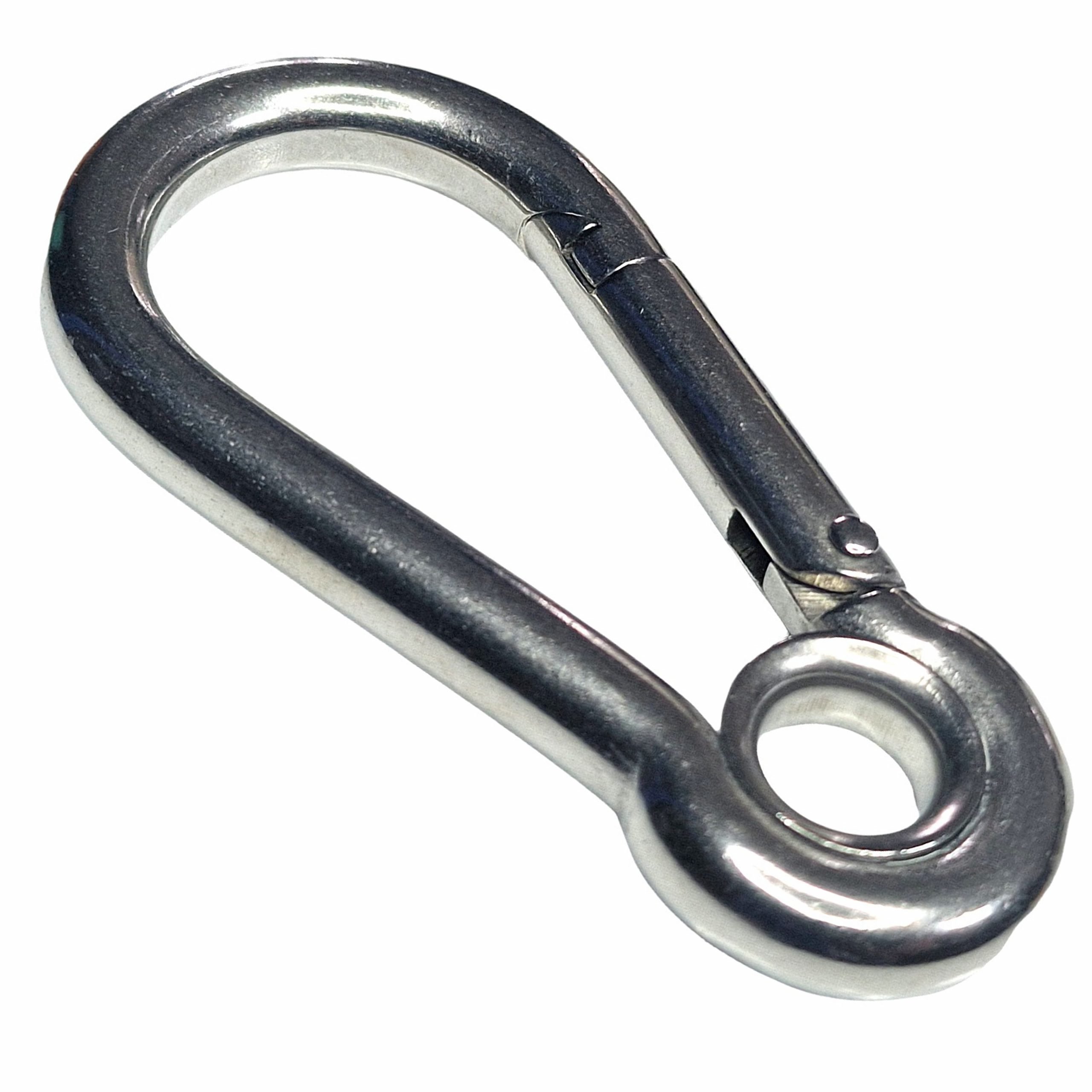 Stainless Steel 316 Spring Hook with Screw Nut and Eyelet Carabiner 1/4  (6mm) Marine Grade - US Stainless