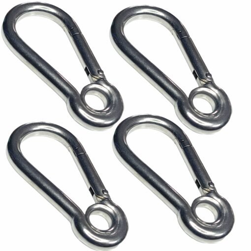 Eye Snap Carabiner Hook Clip Heavy Duty Stainless Steel with Spring Eyelet  A4 Marine Grade - Image 2