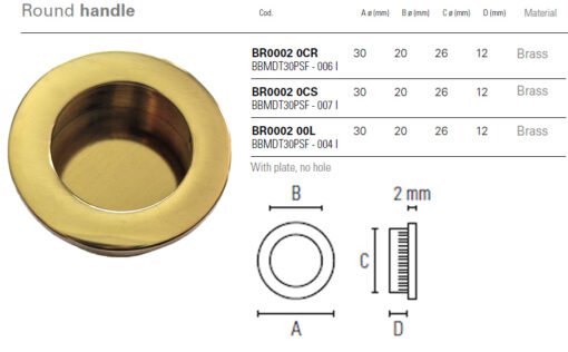Brass Finger Pulls Handle Recessed Edge Flush Fitting Pocket Insert Wardrobe Sliding Doors 30mm (Polished Brass) - Image 3