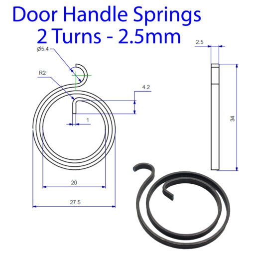 2 Turns Door Handle Springs Repair Kit Plus Circlip 2.5mm Thick ( 6 x 2Turns, 2.5mm Thick plus 6 Circlips) - Image 6