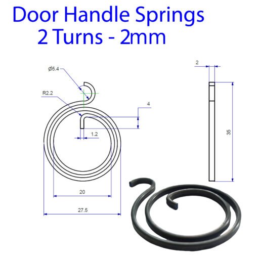 2 Turns Door Handle Springs Repair Kit Plus Circlip 2mm Thick ( 6 x 2 Turns plus 6 Circlips) - Image 2