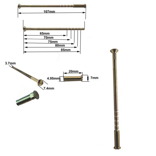 M4 Door Handle Screws Brass Security Carriage Sleeve 90mm - Image 2