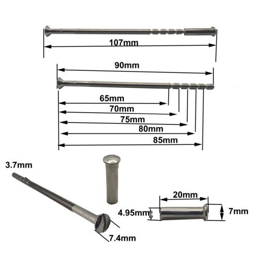 M4 Door Handle Screws Chrome Security Carriage Sleeve 90mm - Image 2