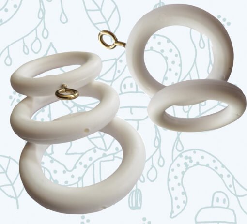 White Curtain Rings Drapery Pole with Curtain Loops & Gliders 35mm x 54mm - Easy-Glide Design with Eyelets for 28mm Pole (Pack of 10) - Image 3