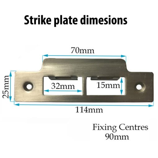 Black Strike Plate Double Long 114mm Satin Finish - Image 2