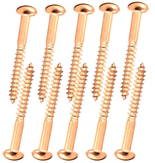 Brass Wood Screws Round Raised Head Sloted Screw (Pack of 10) (M5, 20mm)