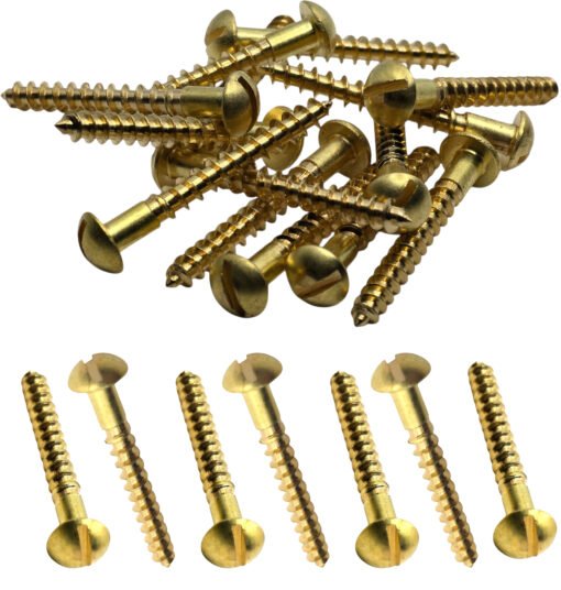Brass Wood Screws Round Raised Head Sloted Screw (Pack of 10) (M5, 20mm) - Image 4