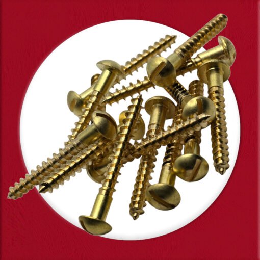 Brass Wood Screws Round Raised Head Sloted Screw (Pack of 10) (M5, 20mm) - Image 3
