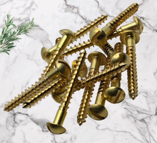 Brass Wood Screws Round Raised Head Sloted Screw (Pack of 10) (M5, 20mm) - Image 7