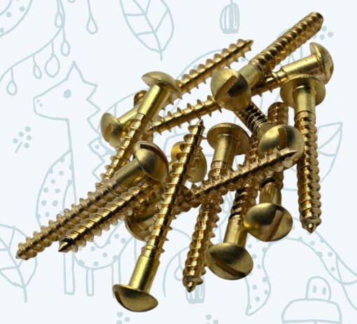 Brass Wood Screws Round Raised Head Sloted Screw (Pack of 10) (M5, 20mm) - Image 6