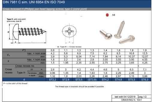 pozi-pan-self-tapping screws - Marine Grade Stainless Steel A4-316 (Pack of 20) - Image 5