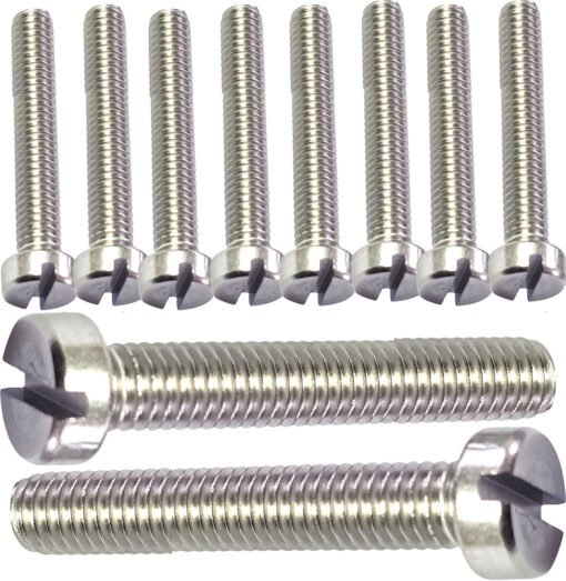 Slotted Pan Head Machine Screws Made of A2 Stainless Steel Slot Bolts M3 M4 M6 Bolts DIN 84 with Lengths from 10mm - 100mm (Pack of 20)