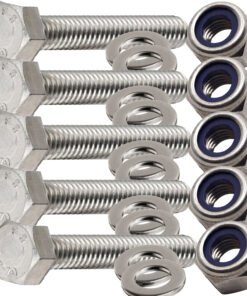 Hex head bolts set with Nylon Nuts and Washers Stainless Steel Fully Threaded Bolt (Pack of 5)